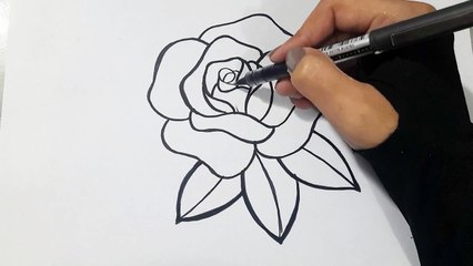 Rose drawing easy step by step __ easy and simple drawing for kids
