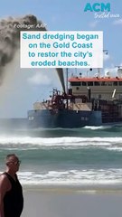 Plumes of sand launched across Gold Coast beach to mitigate erosion risk