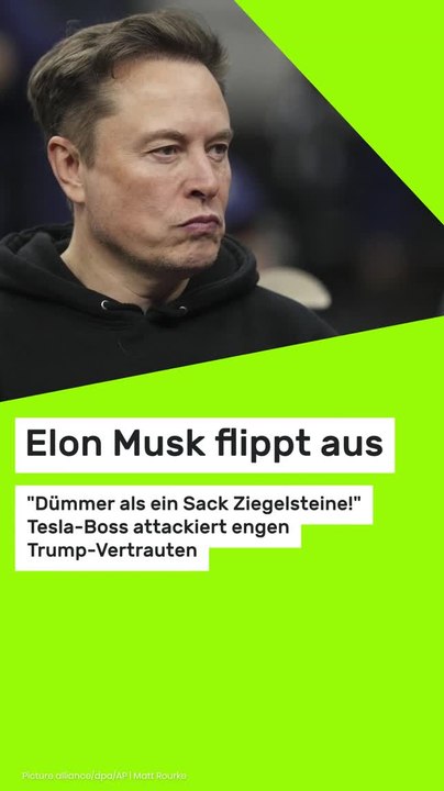 Copy of Elon Musk flippt aus: 'Dümmer als ein Sack Ziegelsteine!' Tesla-Boss attackiert engen Trump-Vertrauten