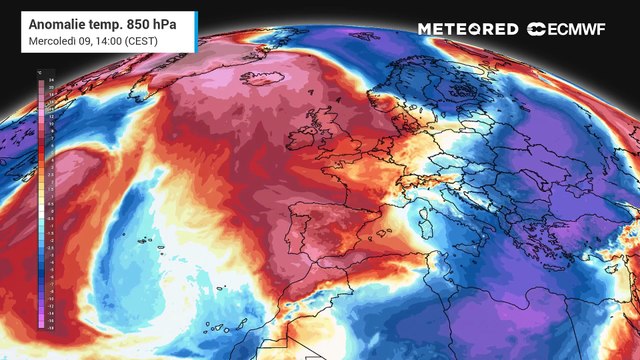 Mercoledì 9 aprile: anomalie temperature dei prossimi giorni