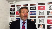 Aldershot Town manager Tommy Widdrington post-Boston United