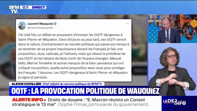 Laurent Wauquiez signe et persiste après sa proposition d'envoyer les OQTF dangereux à Saint-Pierre-et-Miquelon