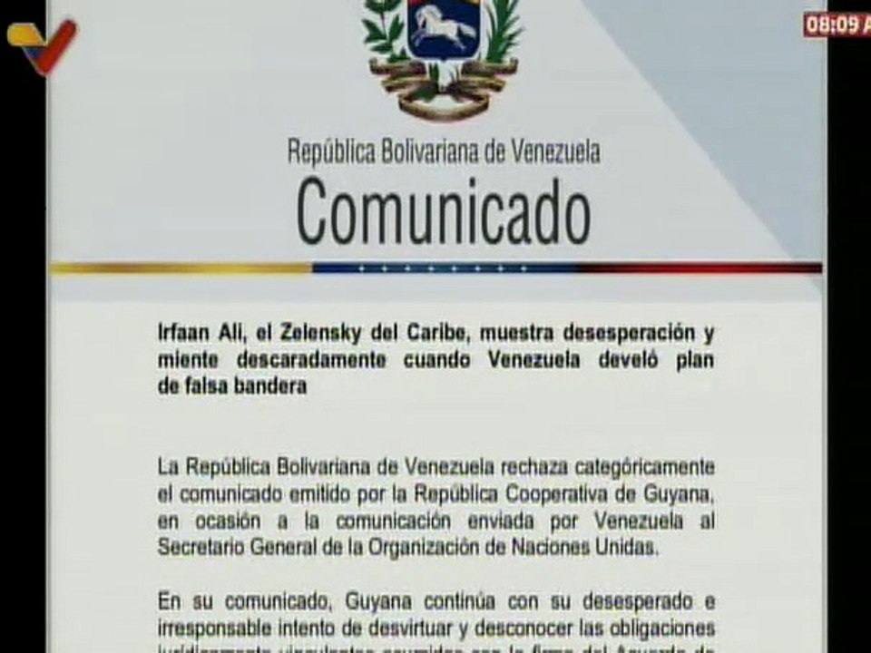 Comunicado | Venezuela rechaza comunicado emitido por Guyana sobre plan de falsa bandera