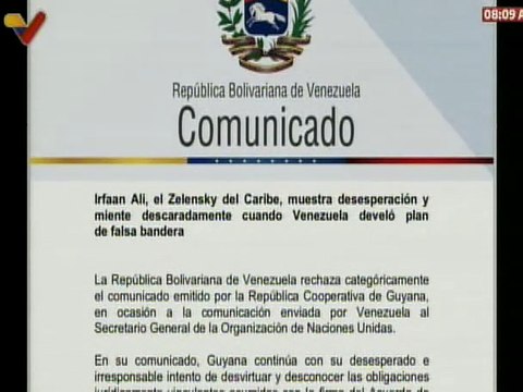 Comunicado | Venezuela rechaza comunicado emitido por Guyana sobre plan de falsa bandera