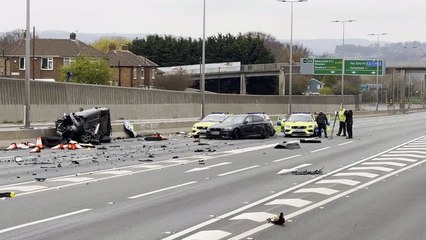 A1 pile-up: Police vehicles smashed up in horror crash on major road leaving five people in hospital