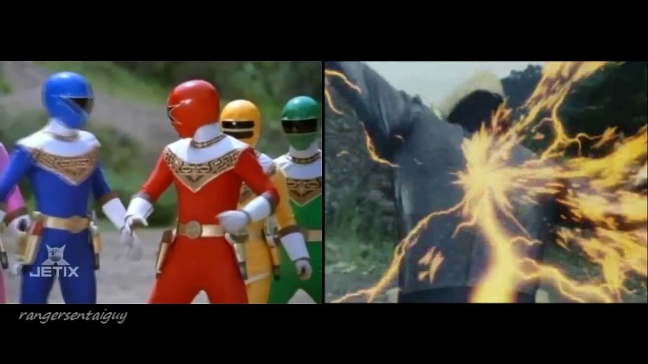 Power Rangers Zeo Gold Ranger and Pyramidus First Appearance Split Screen (PR and Sentai version)