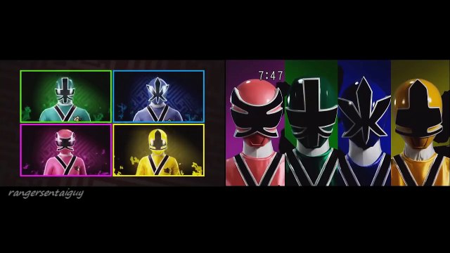 PR Samurai/ Shinkenger and Zords First Appearance Split Screen (PR and Sentai version)