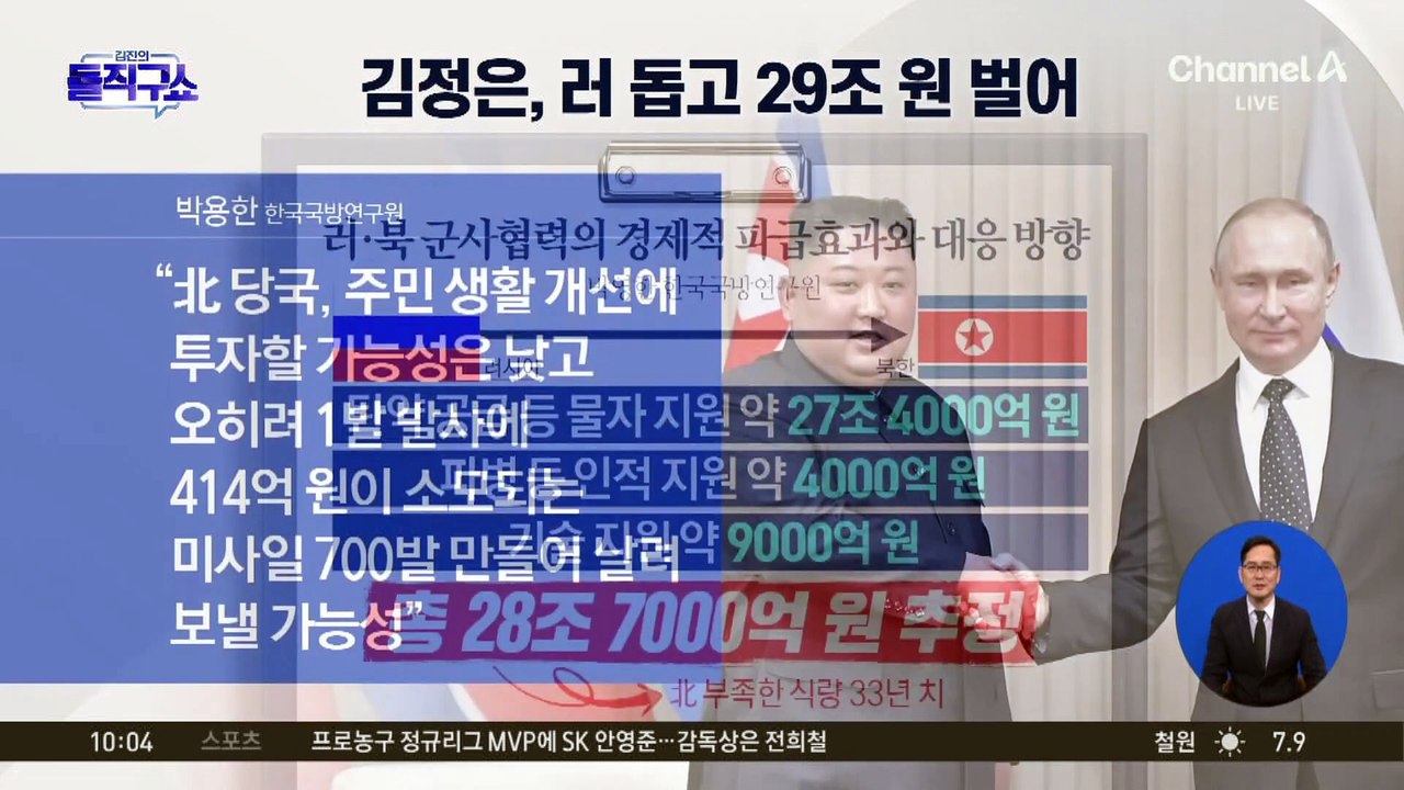 [핫3]김정은, 러시아 돕고 29조 원 벌었다