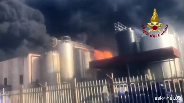 Incendio in fabbrica prodotti chimici a Caivano, nube sul napoletano