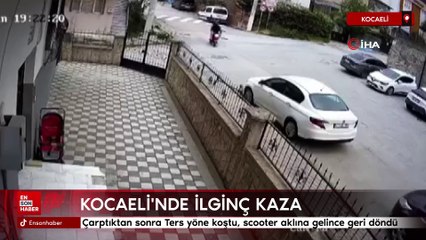 Kocaeli'nde İlginç kaza: Ters yöne koştu, scooter aklına gelince geri döndü