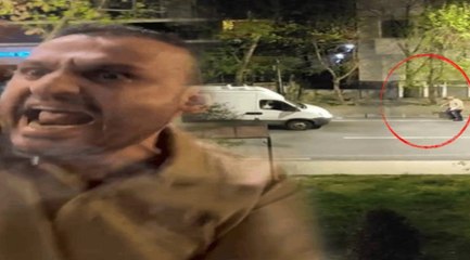 Yolunu kestiği minibüsün camını yumrukladı