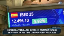 Histórica apertura del Ibex 35: el selectivo español se dispara un 8% tras la pausa de los aranceles
