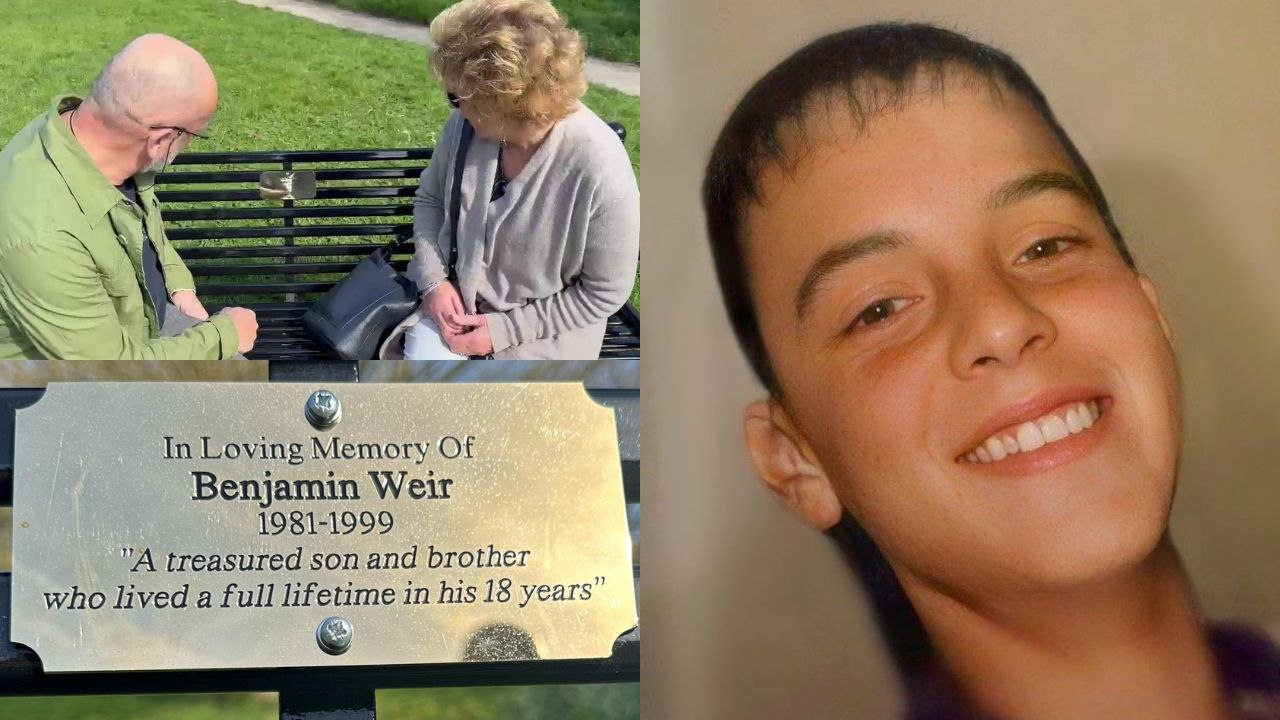 Brüder überraschen eltern mit einer gedenkbank zu ehren ihres verstorbenen geschwisters