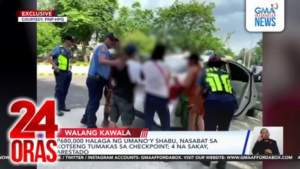 P680,000 halaga ng umano’y shabu, nasabat sa kotseng tumakas sa checkpoint; 4 na sakay, arestado | 24 Oras