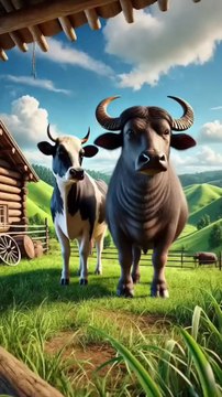 How cow give more milk than buffalo|| Cow and buffalo story 😱 #facebookviral #foryouシ #BunnyAdventure #trend #amazingfacts #animation # #trending #explore #cartoon #Amazing #shorts #AI #duck #animals @follwer @Highlights @everyone @Facebook
