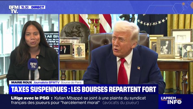 Droits de douane: les bourses se reprennent après la suspension de nouvelles taxes pendant 90 jours annoncée par Donald Trump