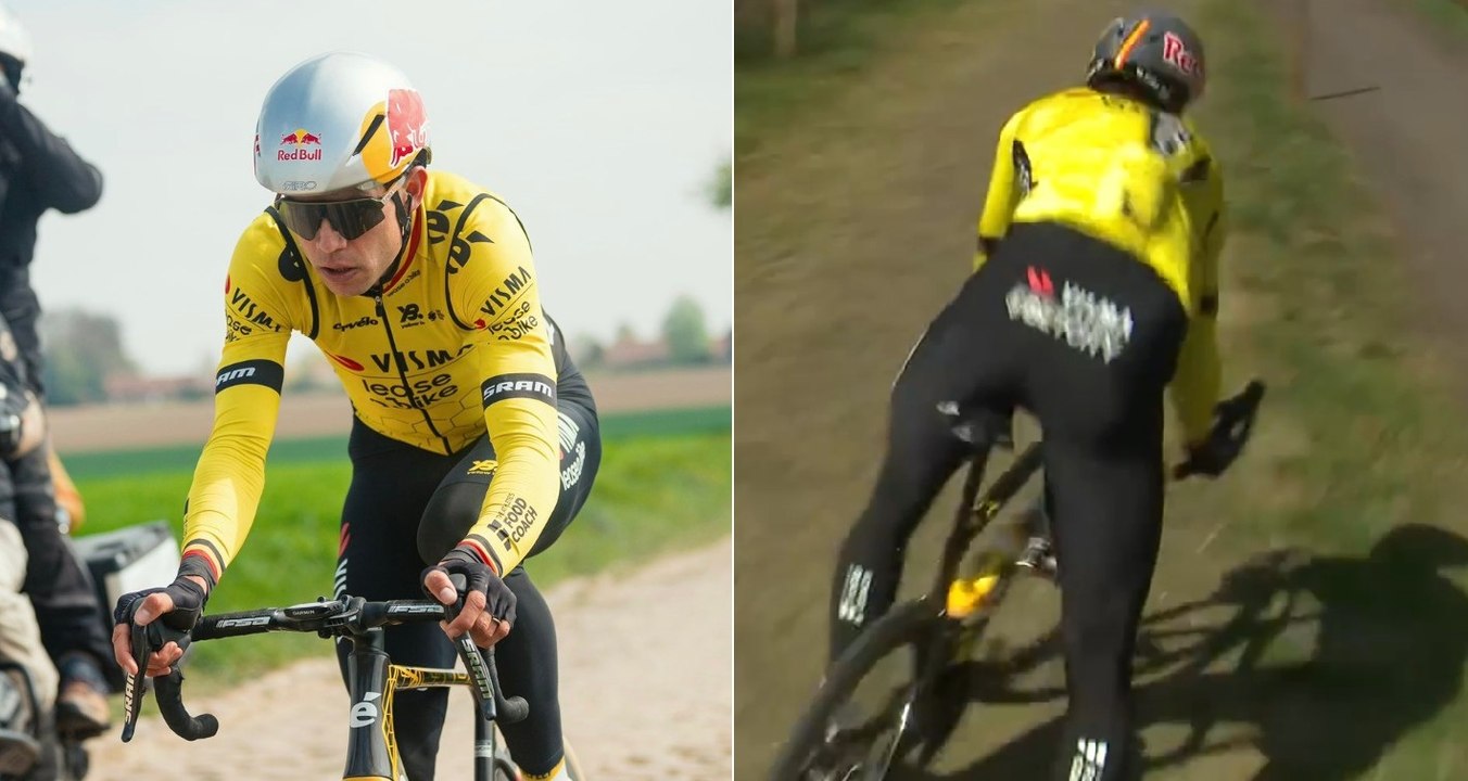 Cyclisme - Paris-Roubaix 2025 - Wout Van Aert en reconnaissance des pavés ce jeudi... et pas loin de la chute dans la Trouée d'Arenberg !