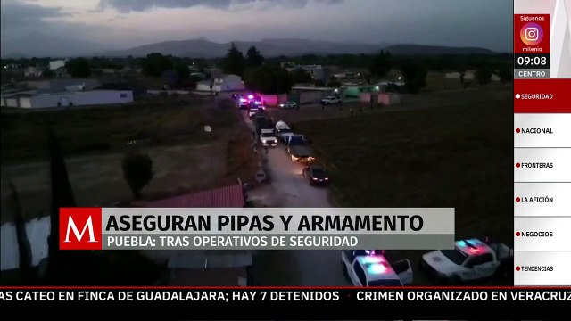 Aseguran 11 pipas de gas LP, un vehículo blindado y armamento tras operativos en Puebla
