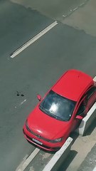 Populares ficam em viaduto para ver carro alvejado com tiros na rotatória da PRF, em Maceió