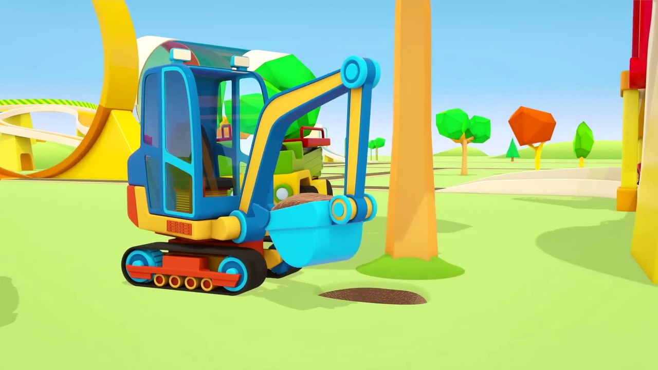 Helper Cars & the broken yellow car. The fire truck saves the day. Learn animals & cartoons for kids
