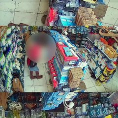 Vídeo: Homem é flagrado furtando refletores em loja na capital, Indivíduo disfarça e coloca itens em mochila