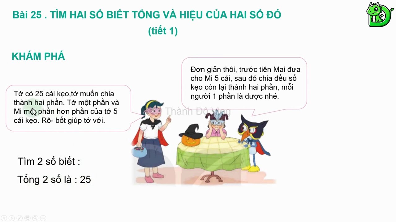 Toán lớp 4 - Bài 25  Tìm hai số biết tổng và hiệu của hai số đó || DINOTECH