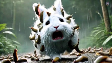 A rabbit is surviving from leeches in a rainforest. 🐰 #rabbit #RabbitRescue  #BunnyAdventure