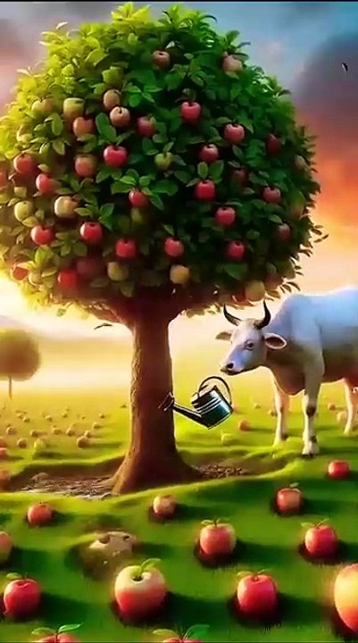 Monkey cut the cow_s tree😱😞_ _shorts _shortsfeed _shortsviral _emotional _cow _monkey _animals _pets(360P)
