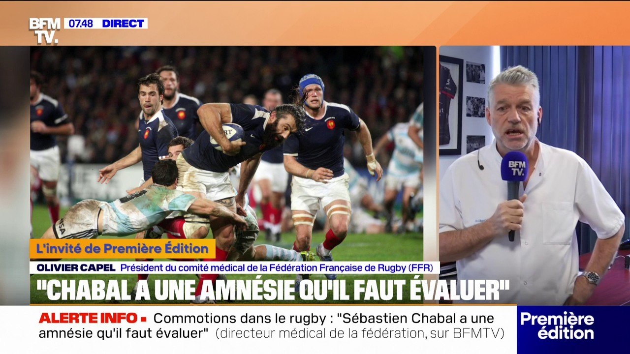 Commotions dans le rugby: "On va essayer de mettre en place un process ouvert à tous ces joueurs internationaux qui décrivent des symptômes", indique Olivier Capel (comité médical de la FFR)