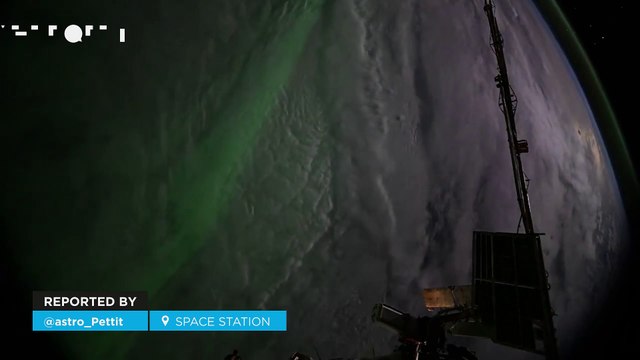 Stunning Northern Lights seen from the International Space Station! The phenomenon coincided with the Soyuz docking.