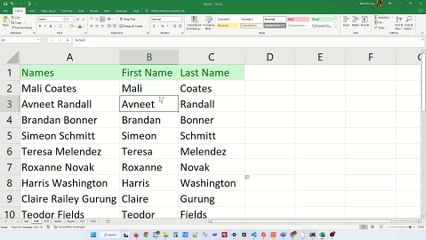 Separate First Name and Last Names - Excel Tips and Tricks