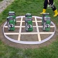 Creating a circular concrete patio through dry pour method