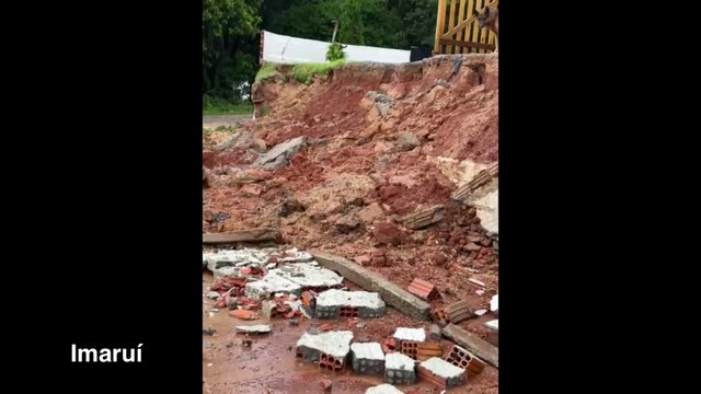 Vídeos mostram rastro de destruição em cidades do Sul de SC por conta das chuvas