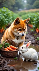 #dog #corgi Found a little rabbit 😄😄😄