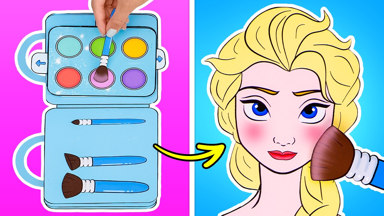 Maquillage DIY pour Elsa ❄️ Jeux et Bricolages avec Poupées en Papier