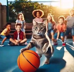 "🏀 Cat Plays Basketball with Kids – Epic Skills & Fun Moments