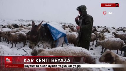Bayburt’ta nisan ayında yoğun kar yağışı