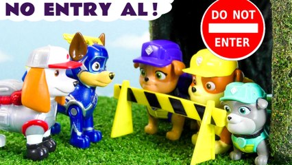 Paw Patrol Rubble and Crew won't let Big Trucks Al in to the tunnel