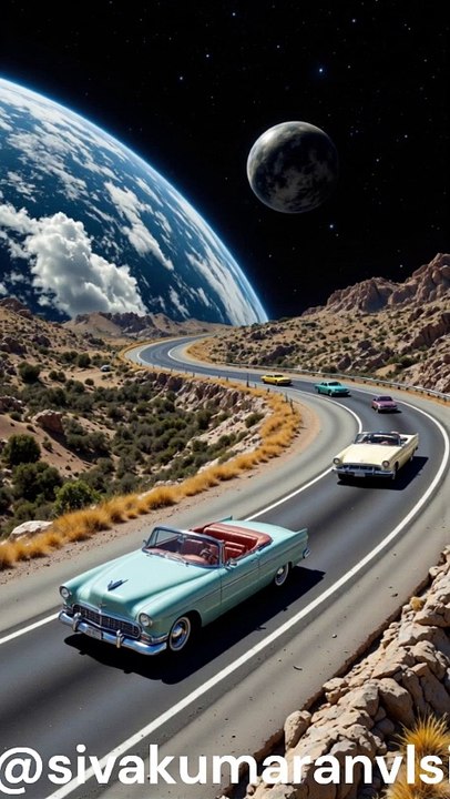 Cars on a highway on Mars