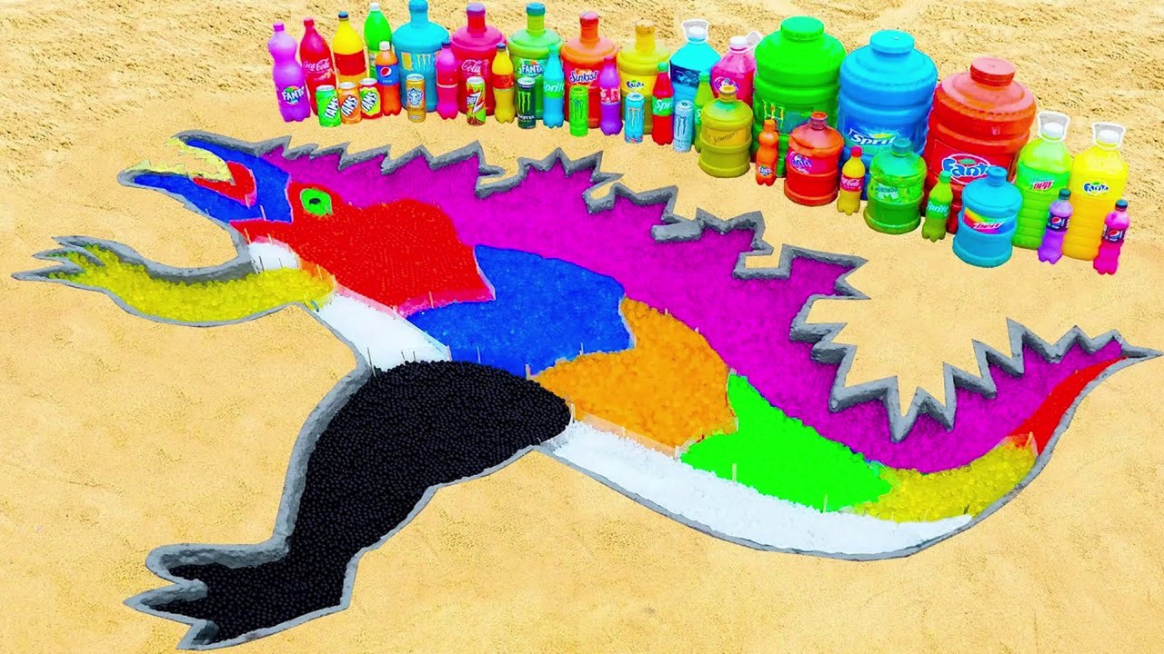 How to make Rainbow Godzilla 2024 with Orbeez, Monster, Fanta, Coca Cola vs Mentos & Popular Sodas