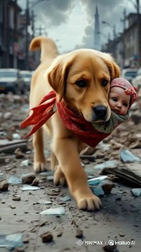 golden retriever saves baby from earthquake#cute#puppy#baby#shorts #golden retriever # dogs #ai