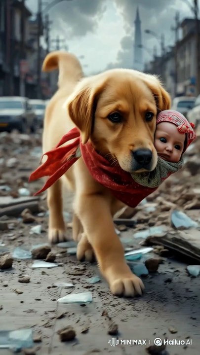 golden retriever saves baby from earthquake#cute#puppy#baby#shorts #golden retriever   # dogs #ai