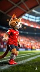 Cat play football AI Animation Video