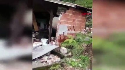 Rize'de heyelan kabusu: Evin üzerine kaya yağdı