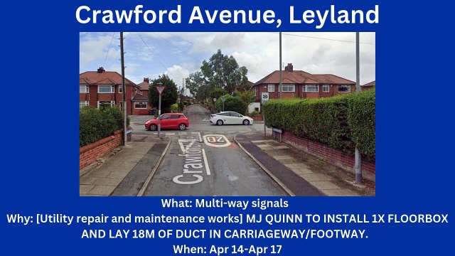 Roadworks starting in Preston & South Ribble (14/4-20/4)