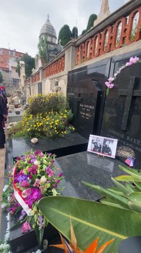 Hommage à Josephine Baker, en présence du Prince Souverain Albert II, des autorités monégasques des membres de sa famille dont l’un de ses fils Luis Bouillon Baker et l’un de ses petits fils Sébastien, au cimetière de Monaco, France, le 12 avril 2025. © B