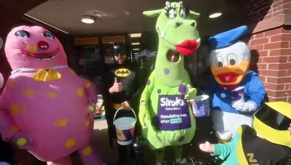 The Bridgnorth Green Dragon and friends get ready for the footy challenge.