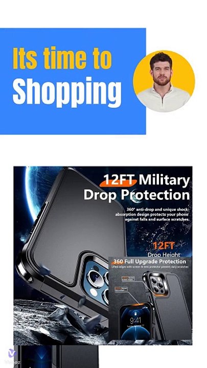 Red2Fire for iPhone 12 Pro Max Case [Military Grade Drop Protection] Non-Slip Heavy Duty Full-Body Shockproof Protection Phone Case for iPhone 12 Pro Max 6.7 inch Black