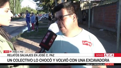 🚨 RELATOS SALVAJES EN JOSÉ C. PAZ: Un colectivo lo chocó Y VOLVIÓ CON UNA EXCAVADORA
