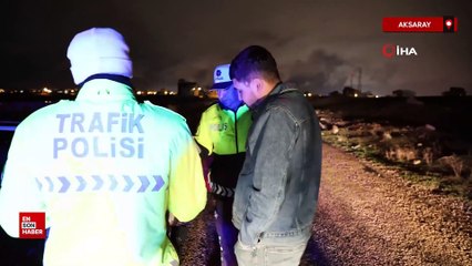 Aksaray'da polis ile alkollü sürücü kovalamacası kamerada